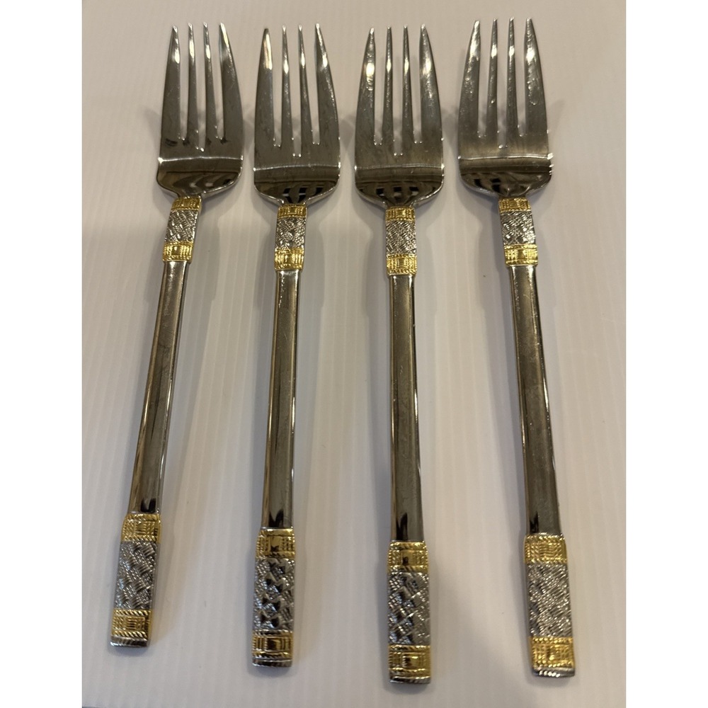 Wallace Golden Corsica Salad Forks Fork Set Of 4 Stainless 18/10 Flatware 7 1/2"